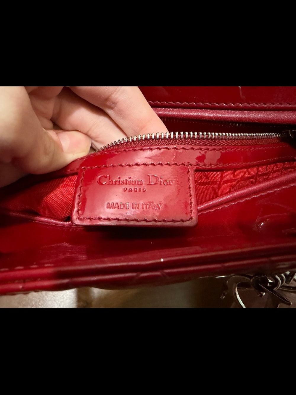 Dior Red Patent Cannage Leather Large Lady Dior - Picture 9 of 12